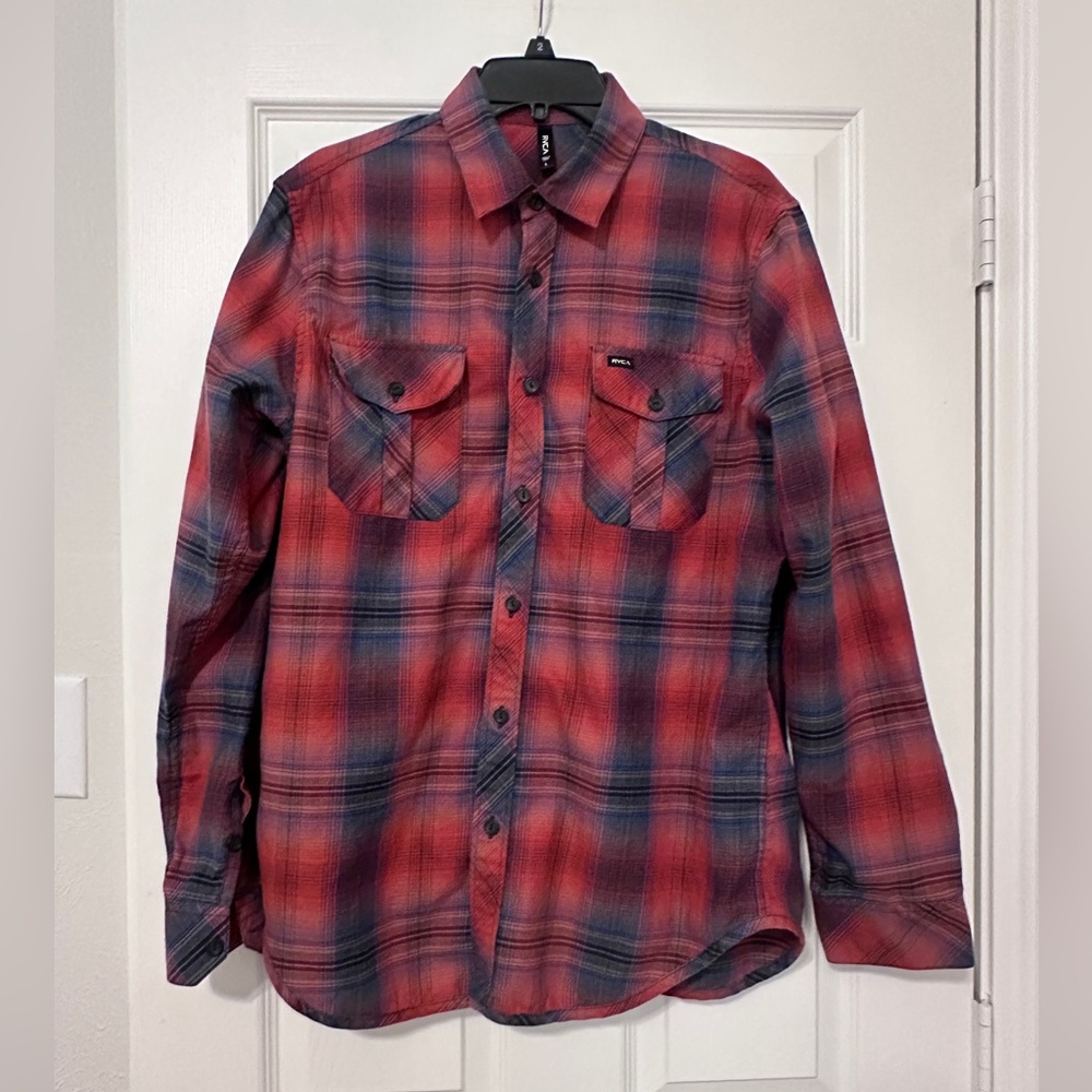 RVCA plaid button down shirt size large
